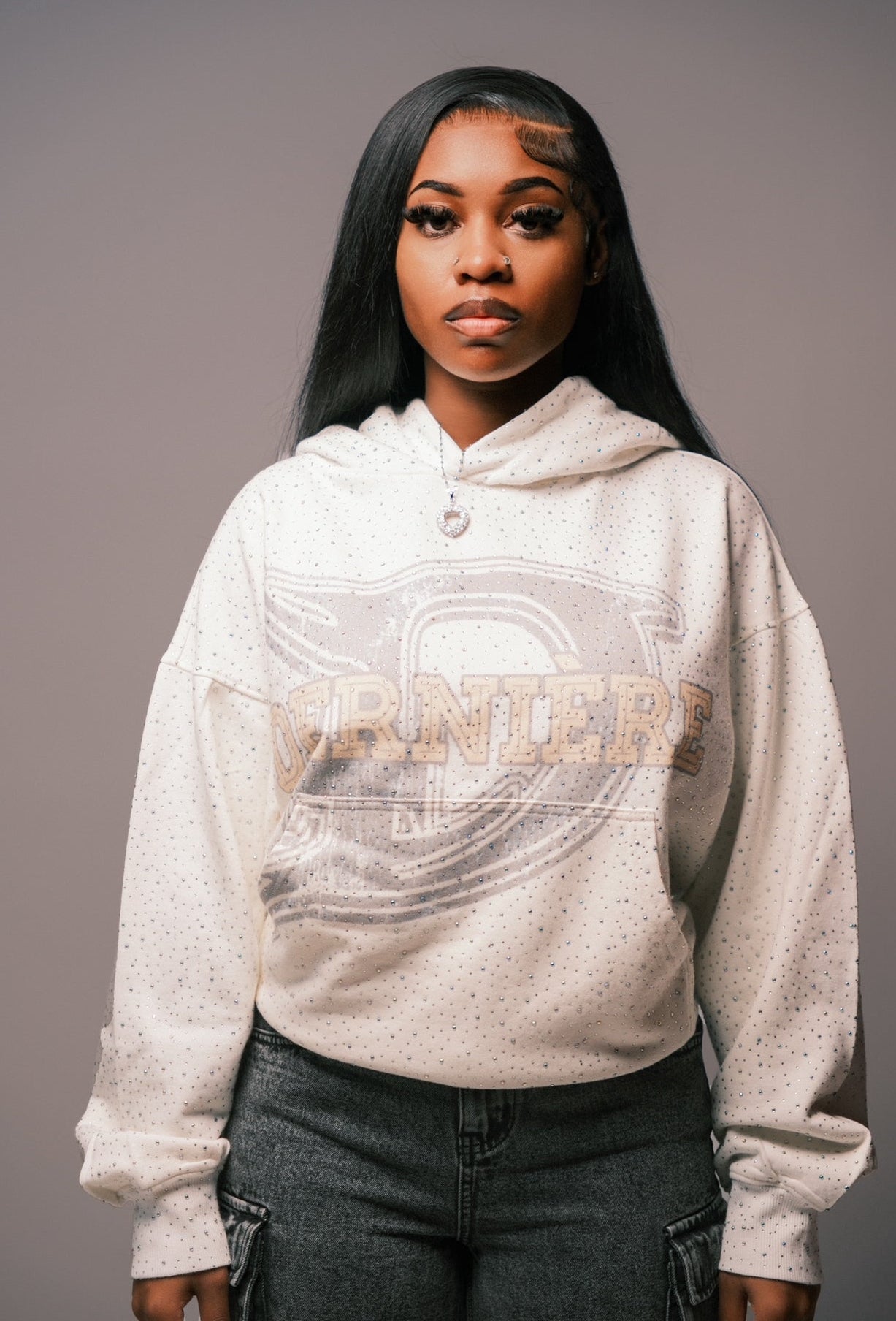 "MUSSELS" RHINESTONE HOODIE
