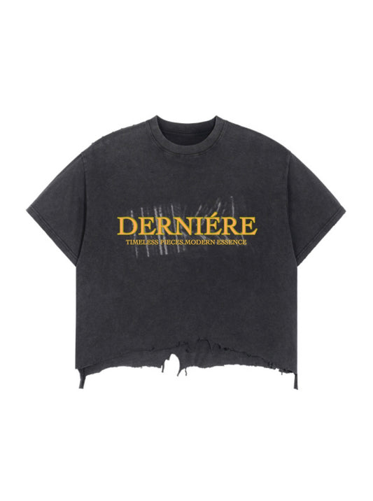 "CHARTREUSE" BARCODE DISTRESS T-SHIRT