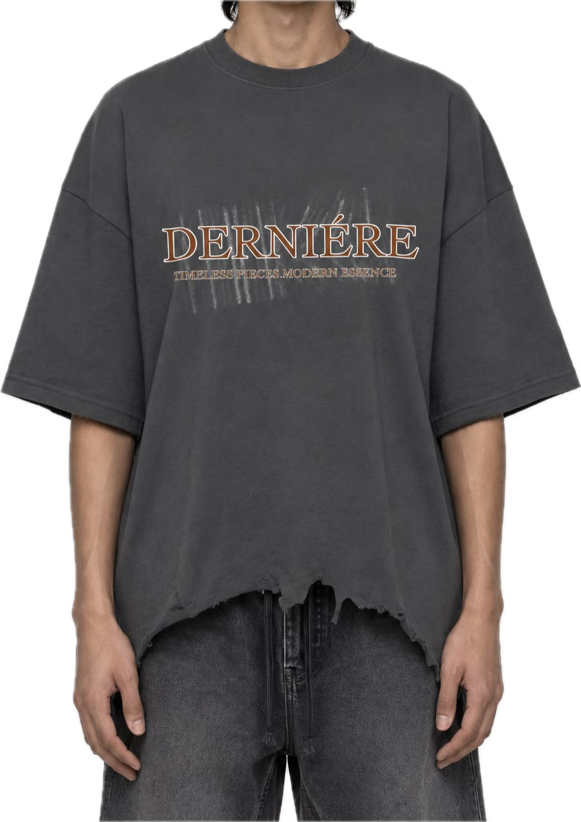 "TAUPE" BARCODE DISTRESS T-SHIRT